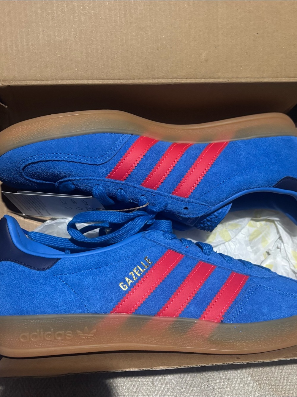adidas Kids Gazelle Indoor J Blue with Red Stripes